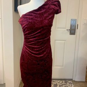 One shoulder cranberry color dress. Size 4.